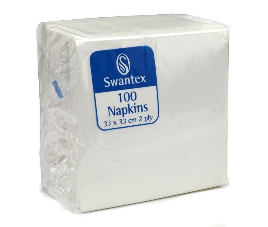 Swantex White 33cm 2ply Napkins