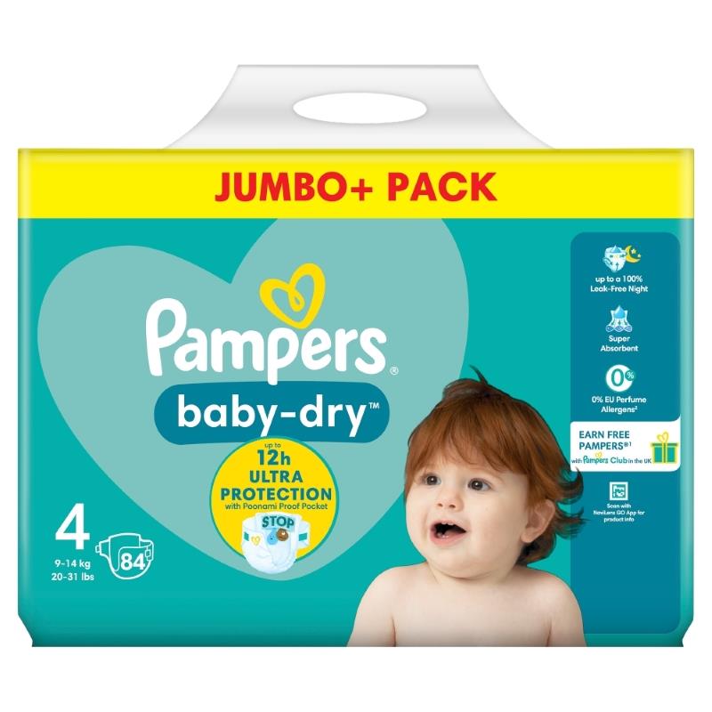 Pampers Baby-Dry Size 4, 84 Nappies