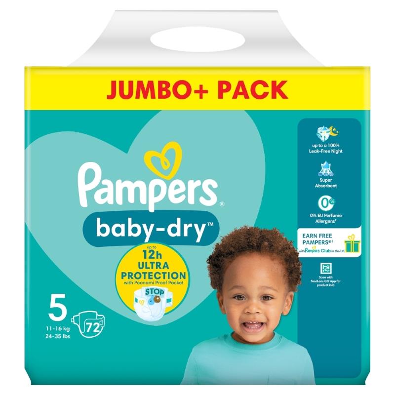 Pampers Baby-Dry Size 5, 72 Nappies