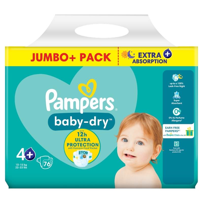 Pampers Baby-Dry Size 4+, 76 Nappies