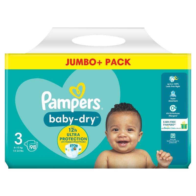 Pampers Baby-Dry Size 3, 98 Nappies