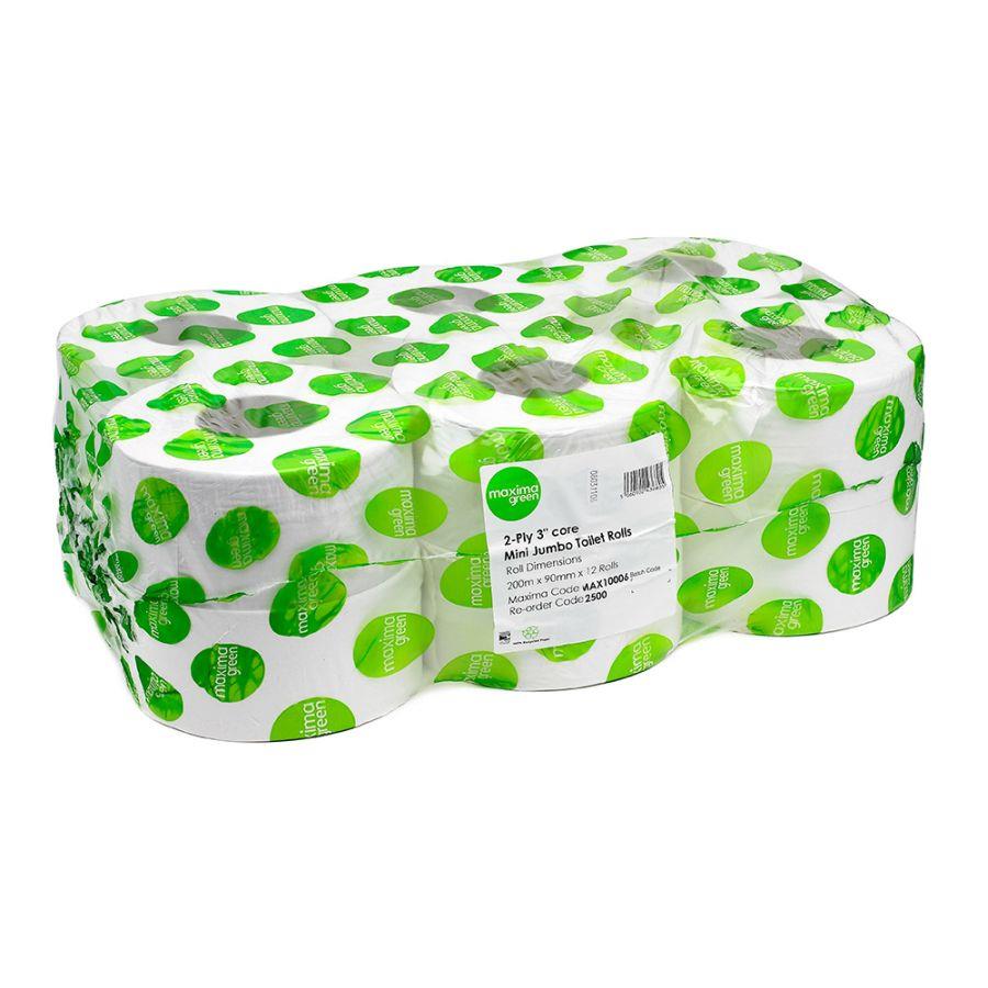 Maxima Green Recycled Toilet Tissue Paper Roll White 2 Ply Pack 48 Toilet  Paper Rolls - Hunt Office Ireland